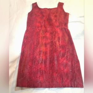 Vintage 80s Rock & Roll Red Genuine Leather Satin Dress Snakeskin A.M.I Women L